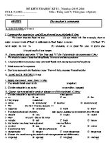 Đề kiểm tra học kỳ II  Năm học 2015 - 2016 môn Tiếng anh 7